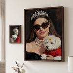 Personalized Court Oil Painting Style Pet Photo Canvas Prints with Name Home Decor Pet Party Birthday Housewarming Gift for Pet Owners