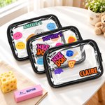 Personalized Cute Cat Toy Dumpling Pattern Clear Tote Bag Storage Bag Set with Name Daily Use Birthday Gift for Kids 3