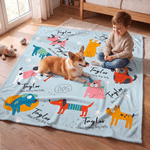 Manta suave personalizada con estampado multicolor de simpáticos gatos y perros de dibujos animados, con nombre; decoración para el hogar; regalo para fiestas navideñas y cumpleaños, ideal para los amantes de las mascotas y sus dueños 4