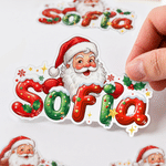 Personalized Cute Candy Santa Claus Snowflake Present Stickers with Name Holiday Decor Christmas Gift for Family Friends Kids