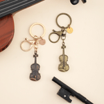 Personalised Vintage Violin Music Theme Keyring with Engraving Initial Daily Use Birthday Christmas Gift for Music Lovers Violin Players 2