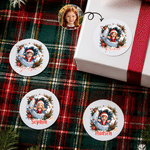 Pegatinas navideñas personalizadas con diseño artístico y efecto 3D, con nombre, para decoración de fiestas; regalo de Navidad para niños, familiares y amigos 1