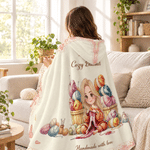 Personalised 3D-Effect Artwork Cartoon Crochet Character Photo Hooded Blanket with Text Birthday Christmas Holiday Gift for Crochet Enthusiast Friend 5