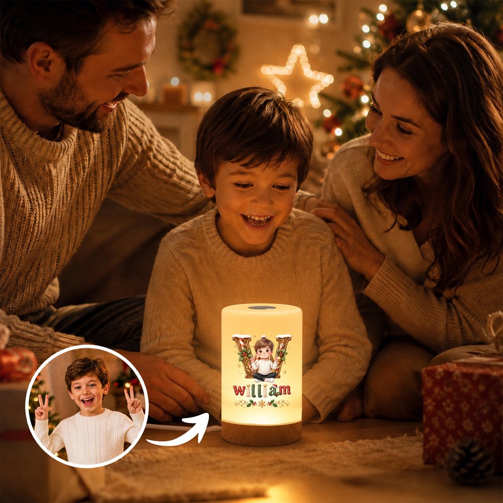 Personalised 3D-Effect Artwork Cartoon Character Dimmable Touch Control LED Night Light with Name Bedroom Decor Christmas Gift for Children 6