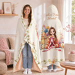 Personalised 3D-Effect Artwork Cartoon Crochet Character Photo Hooded Blanket with Text Birthday Christmas Holiday Gift for Crochet Enthusiast Friend 3