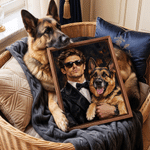 Personalized Court Oil Painting Style Pet Photo Canvas Prints with Name Home Decor Pet Party Birthday Housewarming Gift for Pet Owners