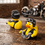 Personalized 3D Printed Cute Motorcycle Duck Figurine with Name Desk Decor Birthday Gift for Biker Rider
