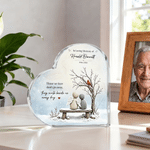 Personalised They Walk Beside Us Snow Stone Figure Heart-Shaped Acrylic Plaque with Name and Year Desk Decor Memorial Gift for Friend Family 5