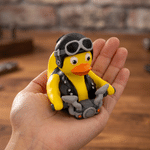 Personalized 3D Printed Cute Motorcycle Duck Figurine with Name Desk Decor Birthday Gift for Biker Rider