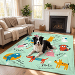 Manta suave personalizada con estampado multicolor de simpáticos gatos y perros de dibujos animados, con nombre; decoración para el hogar; regalo para fiestas navideñas y cumpleaños, ideal para los amantes de las mascotas y sus dueños 2