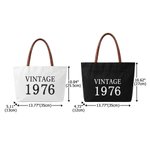 Personalised Vintage Year Large Capacity Canvas Tote Bag with PU Leather Handle Daily Use Anniversary Birthday Gift for Woman Mum Gran