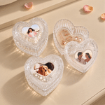 Personalised Heart Embossed Glass Jewellery Box with Photo Wedding Anniversary Gift for Her Girlfriend Wife