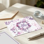 Juego de 20 tarjetas personalizadas con iniciales y motivos florales en acuarela de estilo vintage, con sobre incluido. Regalo de cumpleaños o boda para mujeres 7