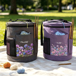 Personalised Birth Flower Oxford Large Cylindrical Yarn Storage Bag with Name Daily Use Birthday Gift for Crochet Lovers Women