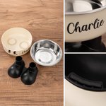 Personalised Cute Smile Face Stainless Steel Heavy Base Raised Pet Feeding Bowl with Name Birthday Gift for  Dog Cat Owners