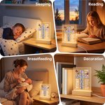Personalized Cross Bible Verse Birth Flower You Are Loverd Acrylic LED Night Light with Wooden Base Birthday Baptism Gift for Christians Kids
