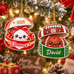 Personalised Cartoon Bun Shape Sports Ball Acrylic Christmas Ornament with Name and Number Home Decor Christmas Gift for Kids Sports Lovers