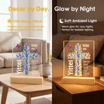 Personalized Cross Bible Verse Birth Flower You Are Loverd Acrylic LED Night Light with Wooden Base Birthday Baptism Gift for Christians Kids