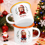 Personalized 3D-Effect Art Photo Holly 12 oz Enamel Mug with Name Christmas Gift for Kids Family Friends