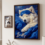 Maschere per dormire personalizzate in stile pittura a olio, stampe su tela con foto di animali domestici che dormono e nome: decorazioni per la casa, regali di Natale e di compleanno per i proprietari di animali domestici