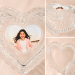 Personalised Heart Embossed Glass Jewellery Box with Photo Wedding Anniversary Gift for Her Girlfriend Wife