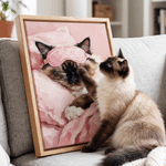 Maschere per dormire personalizzate in stile pittura a olio, stampe su tela con foto di animali domestici che dormono e nome: decorazioni per la casa, regali di Natale e di compleanno per i proprietari di animali domestici
