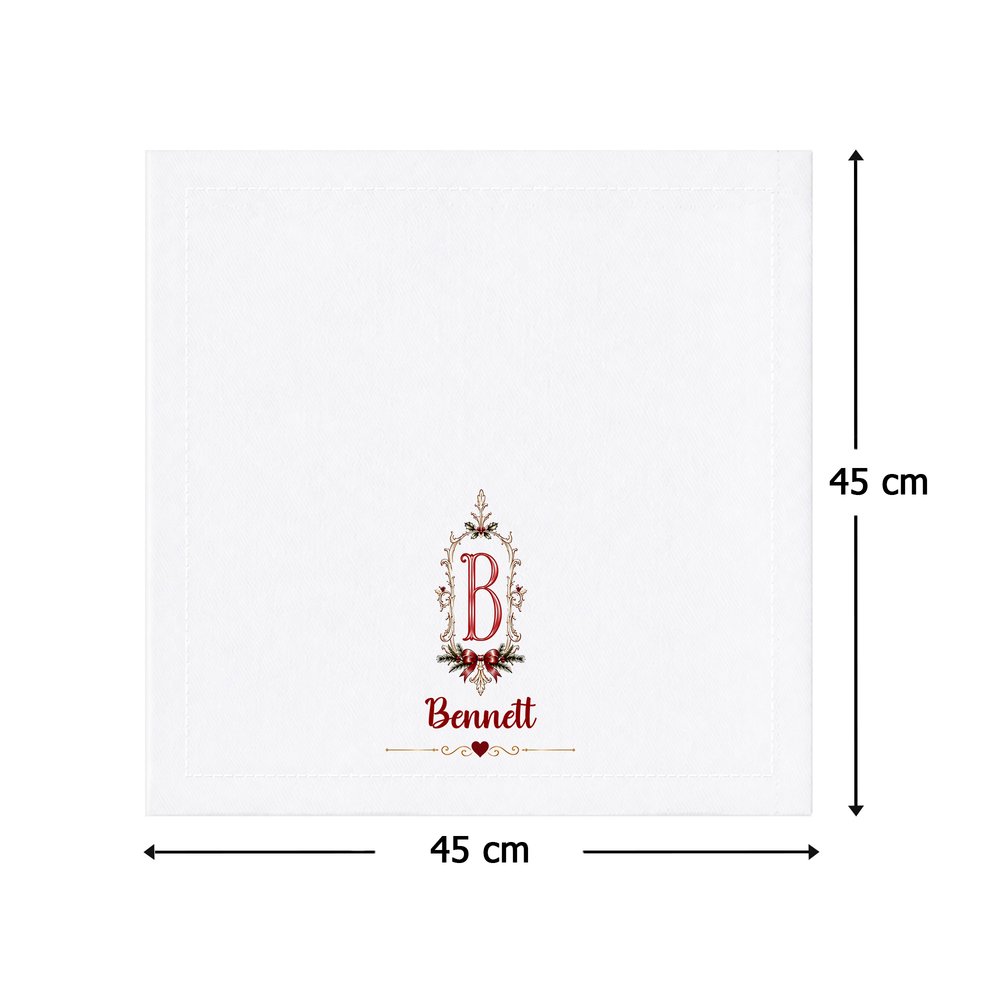 Gepersonaliseerd 100% katoen retro-servet met strik initiaal en naam - tafeldecoratie kerstcadeau voor het gezin en kinderen 8