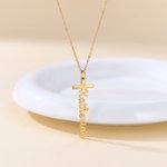 Personalised Christian Cross Sterling Silver Necklace with Name Dainty Jewellery Daily Wear Baptism Gift for Christians Believers