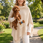 Sciarpa-scialle morbida con nappine, personalizzata con foto del proprio animale domestico in stile realistico a olio, con nome; accessorio invernale, regalo di Natale o di compleanno per i proprietari e gli amanti degli animali domestici