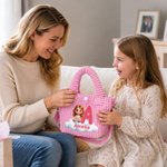 Personalised 3D-Effect Artwork Cartoon Character Photo Initial Corduroy Crossbody Bag with Name Birthday Outdoor Adventure Gift for Kids Toddlers