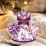 Personalised Blue and White Porcelain Cheerleading Uniform Acrylic Ornament with Name and Team Name Cheer Team Game Day Christmas Gift for Cheerleader