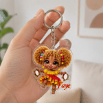 Personalized Cute Cartoon Black Girl  Acrylic Keychain with Name Backpack Decor Birthday Gift for African American Girls 5