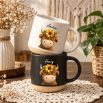 Personalised Sunflower Highland Cow 12 oz Ceramic Mug with Name Daily Use Birthday Gift for Highland Cow Lovers