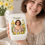 Personalized Adjustable LED Birth Flower Jewelery Box with Photo and Name Birthday Wedding Gift for Women Bride 2