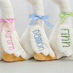 Personalised Plaid Ribbon Bow Embroidered Name Cute Baby Goose Plush Toys Nursery Decor Baby Shower Birthday Gift for Baby Kids 8