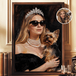 Personalized Court Oil Painting Style Pet Photo Canvas Prints with Name Home Decor Pet Party Birthday Housewarming Gift for Pet Owners