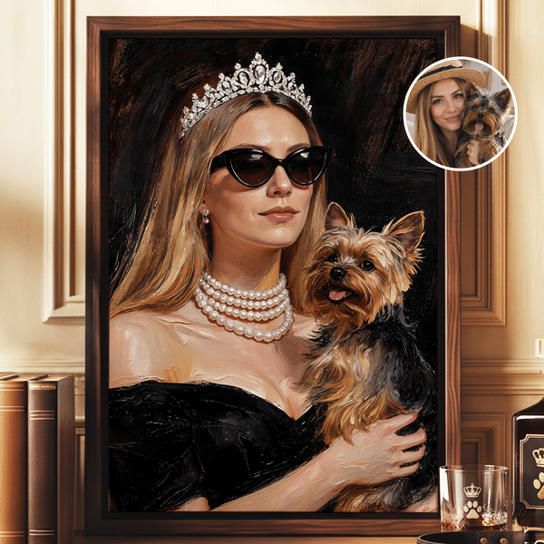 Personalised Court Oil Painting Style Pet Photo Canvas Prints with Name Home Decor Pet Party Birthday Housewarming Gift for Pet Owners
