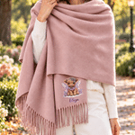 Personalised Christmas Highland Cow Soft Warm Tassel Scarf with Name Christmas Gift for Highland Cow Lovers