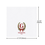 Personalised Retro Initial Holly Bow 100% Cotton Napkin with Name and Year Table Decor Christmas Gift for Family Parents 9