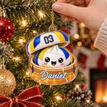 Personalised Cartoon Bun Shape Sports Ball Acrylic Christmas Ornament with Name and Number Home Decor Christmas Gift for Kids Sports Lovers