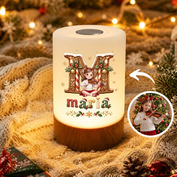 Lampada da notte LED personalizzata con effetto 3D, personaggio dei cartoni animati, intensità regolabile e comando touch, con nome, decorazione per la cameretta, regalo di Natale per bambini