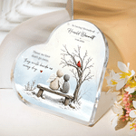 Personalised They Walk Beside Us Snow Stone Figure Heart-Shaped Acrylic Plaque with Name and Year Desk Decor Memorial Gift for Friend Family 3
