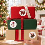 Personalised Elk Plaid Pattern Christmas Initial Waterproof Stickers Labels with Name Gift Decor Christmas Gift for Kids