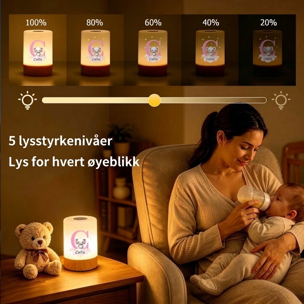 Personlig søt tegneserie dyr forbokstav nattlys med berøringskontroll fjernkontroll og dimming inngravert navn barneromsdekor bursdagsgave og babyshow 7