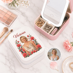 Personalized Adjustable LED Birth Flower Jewelery Box with Photo and Name Birthday Wedding Gift for Women Bride 6