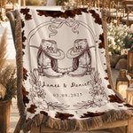 Custom Cowboy Tassel Throw Blanket with Names | Birthday Anniversary Wedding Gift for Newlyweds