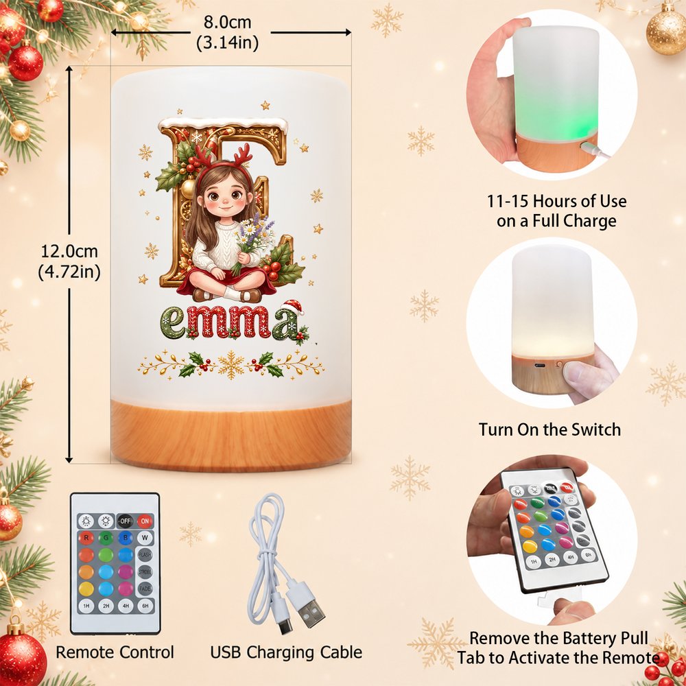 Personalised 3D-Effect Artwork Cartoon Character Dimmable Touch Control LED Night Light with Name Bedroom Decor Christmas Gift for Children 9