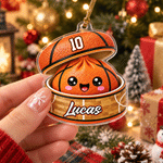 Personalised Cartoon Bun Shape Sports Ball Acrylic Christmas Ornament with Name and Number Home Decor Christmas Gift for Kids Sports Lovers