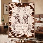 Custom Cowboy Tassel Throw Blanket with Names | Birthday Anniversary Wedding Gift for Newlyweds