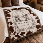 Custom Cowboy Tassel Throw Blanket with Names | Birthday Anniversary Wedding Gift for Newlyweds